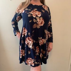 William B floral long sleeve dress with pockets